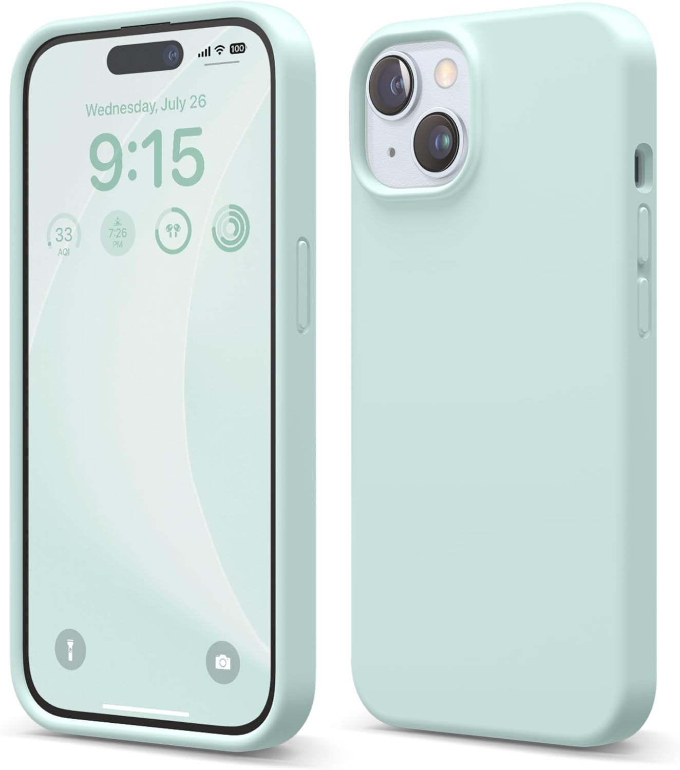 Phone Case: Liquid Silicone Protective Cover, Full-Coverage Protection, Shockproof, Slim Design, Scratch-Resistant with Soft Microfiber Lining (6.1-inch) — Mint Green
