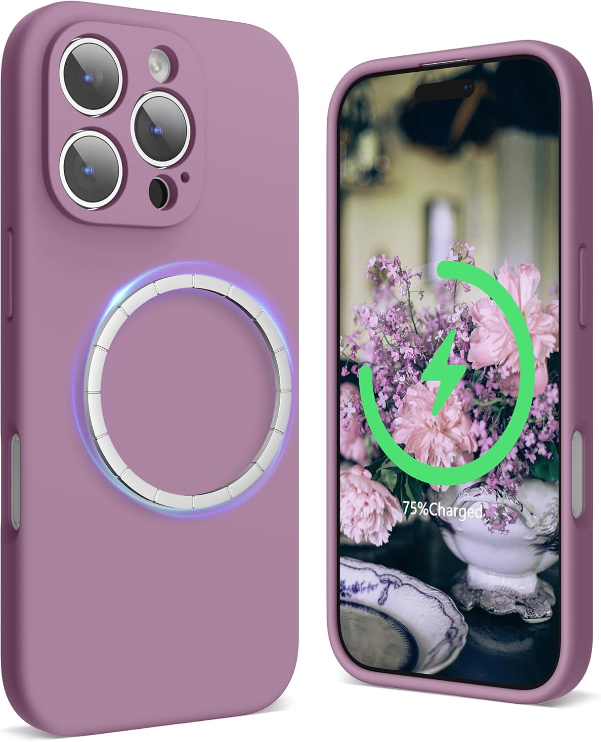 Liquid Silicone Phone Case (with Camera Protection Ring and Soft Microfiber Lining) — Lilac Purple