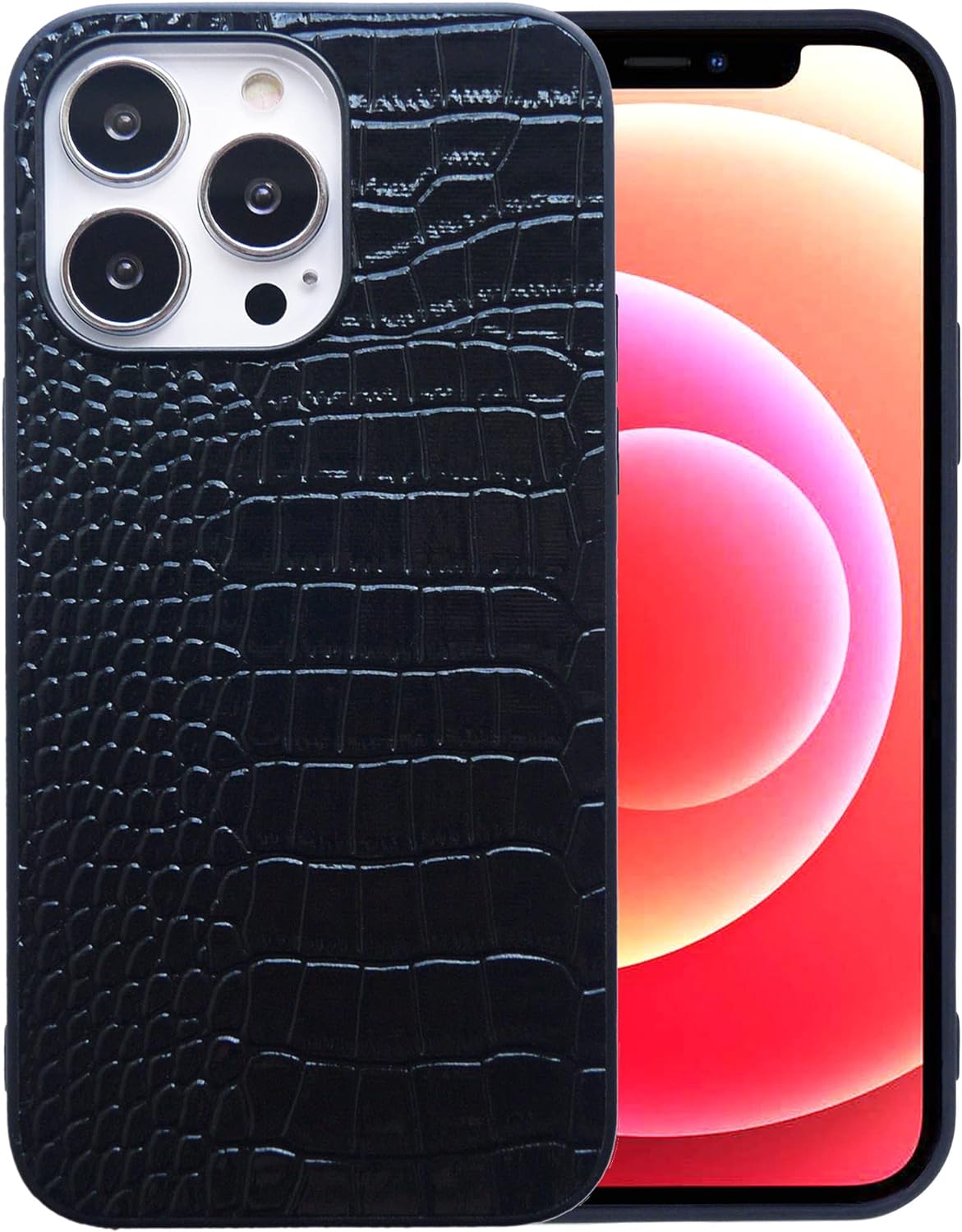 Phone Case (Women's) - Crocodile-Pattern Faux Patent Leather - Classic & Stylish - Black