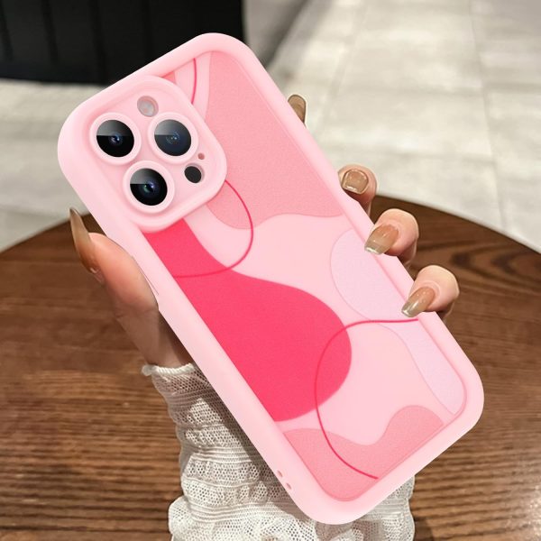 Phone Case: Cute Artistic Aesthetic Pattern, Shockproof Soft TPU Cover, Designed for Women & Girls, Slim & Scratch-Resistant (6.7-inch) — Pink
