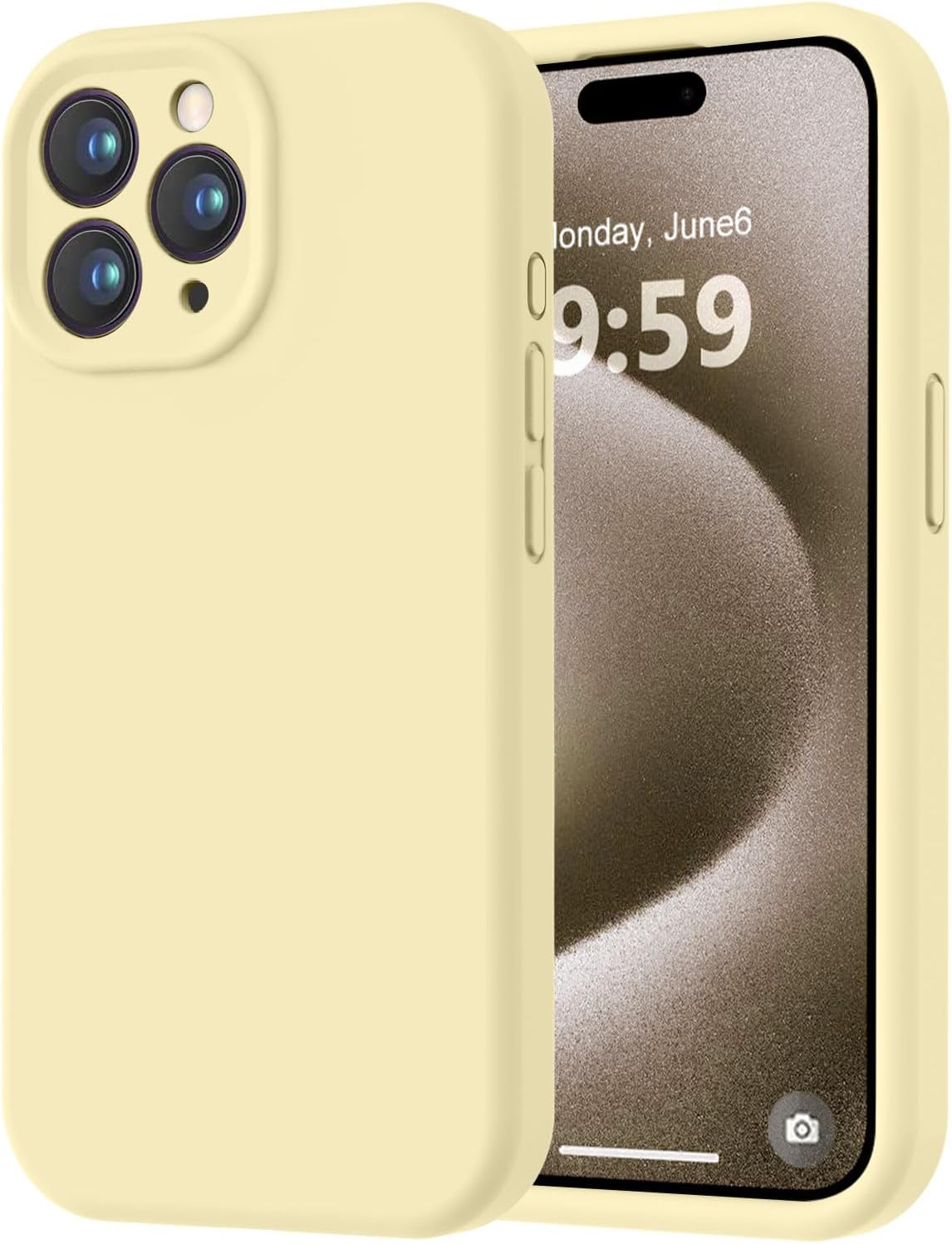 Phone Case: Premium Silicone Material with [Soft, Scratch-Resistant Microfiber] Lining — Drop-Resistant Protective Case (Unisex) — 6.7-inch — Cream Yellow