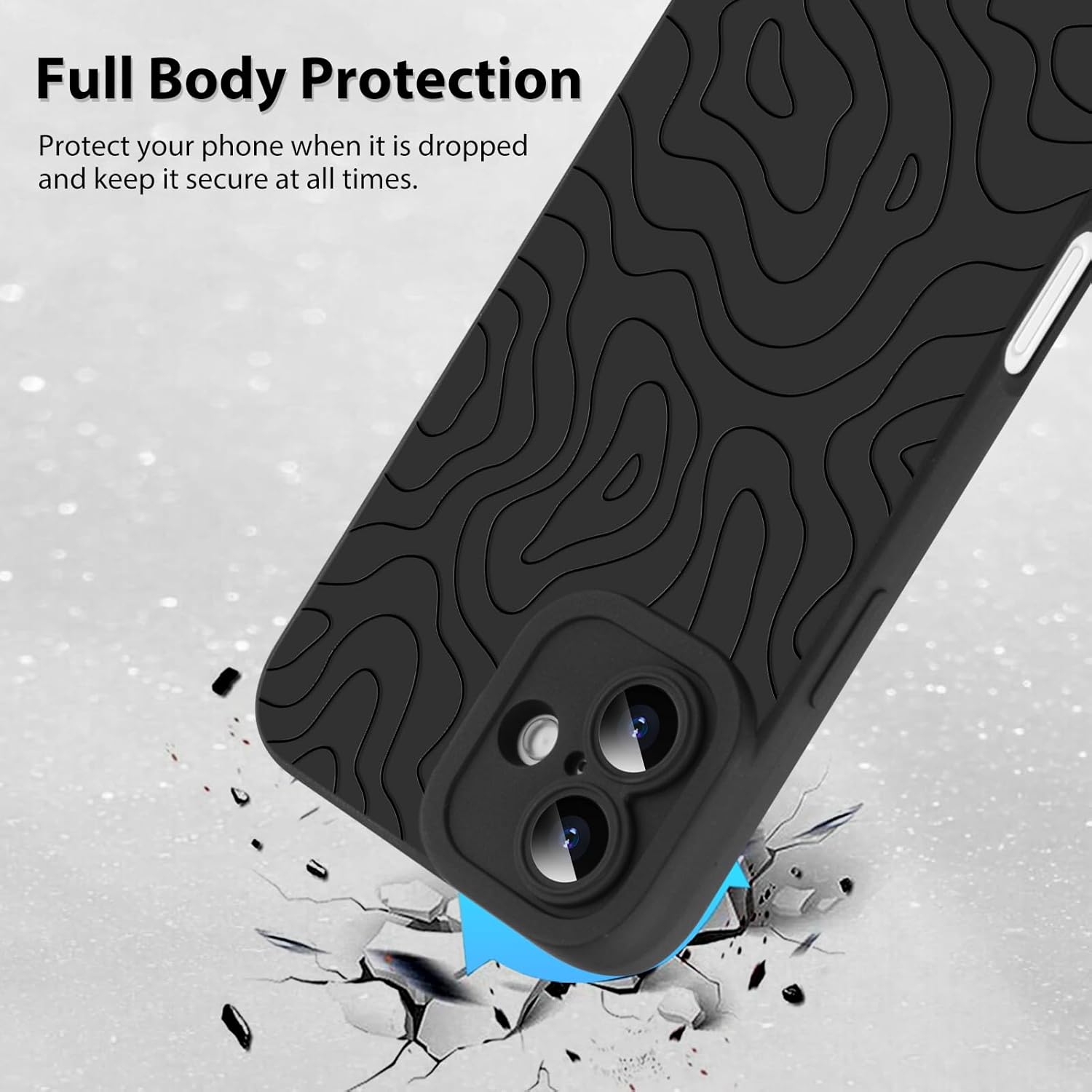Phone Case: Cute Wavy Ripple Pattern, Camera Protection, Soft & Slim Design — Black - Image 2