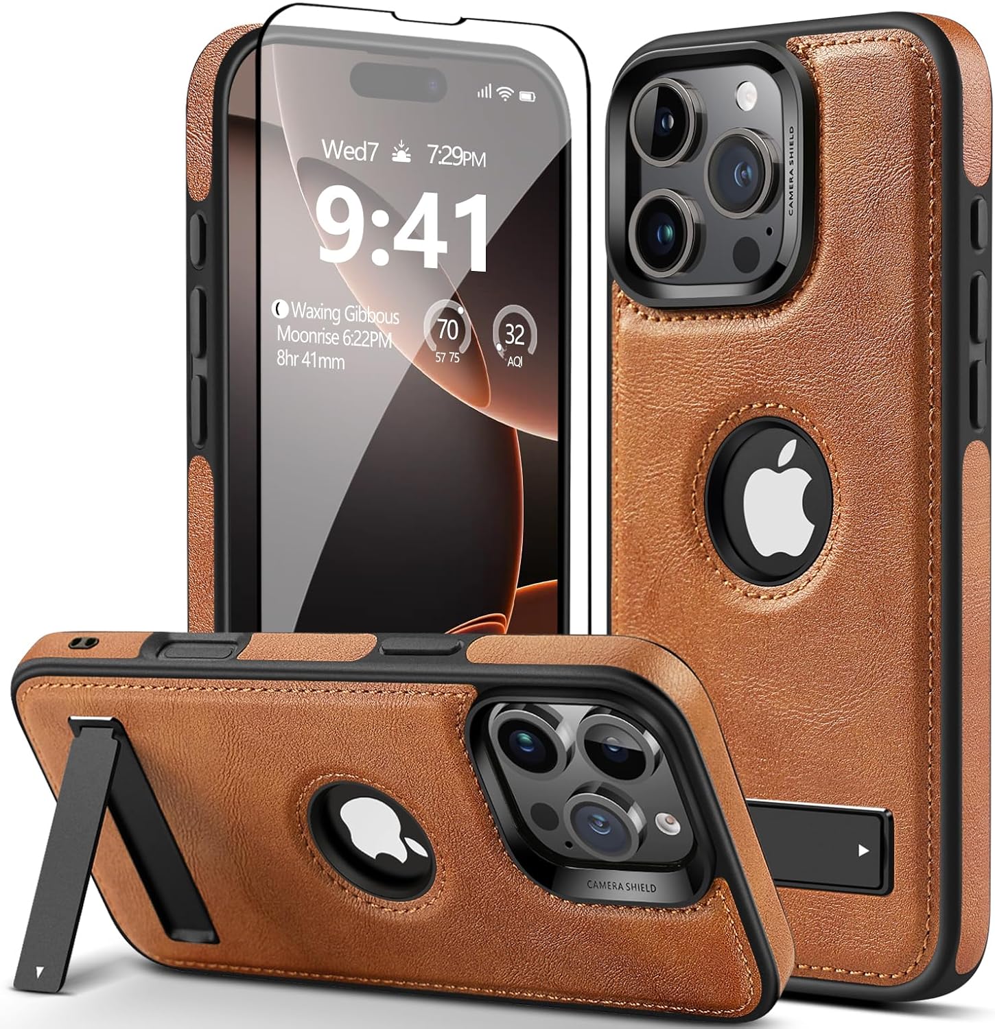 Strong Magnetic Leather Case - Ultra-Slim with Adjustable Kickstand - Brown