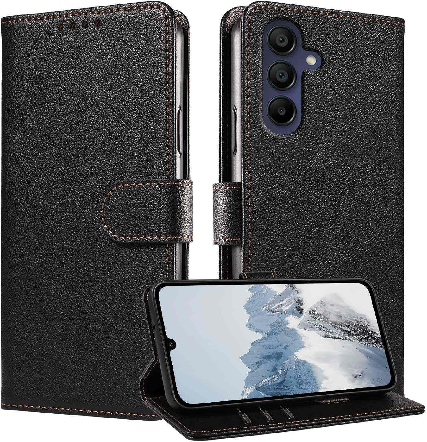 Wallet Phone Case, [RFID Blocking] A16 5G Flip Cover, [Card Slots/Cash Pocket] [Kickstand] Magnetic Closure PU Leather Case (Black)